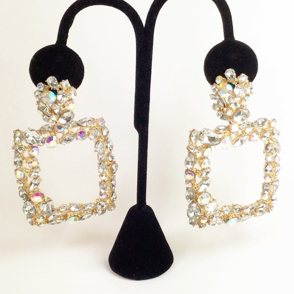 NEW Aurora Drop Rhinestone Encrusted Earrings - Picture 2 of 6